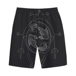 Black And White Pisces Sign Print Cotton Shorts