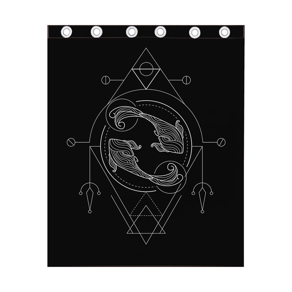 Black And White Pisces Sign Print Curtain