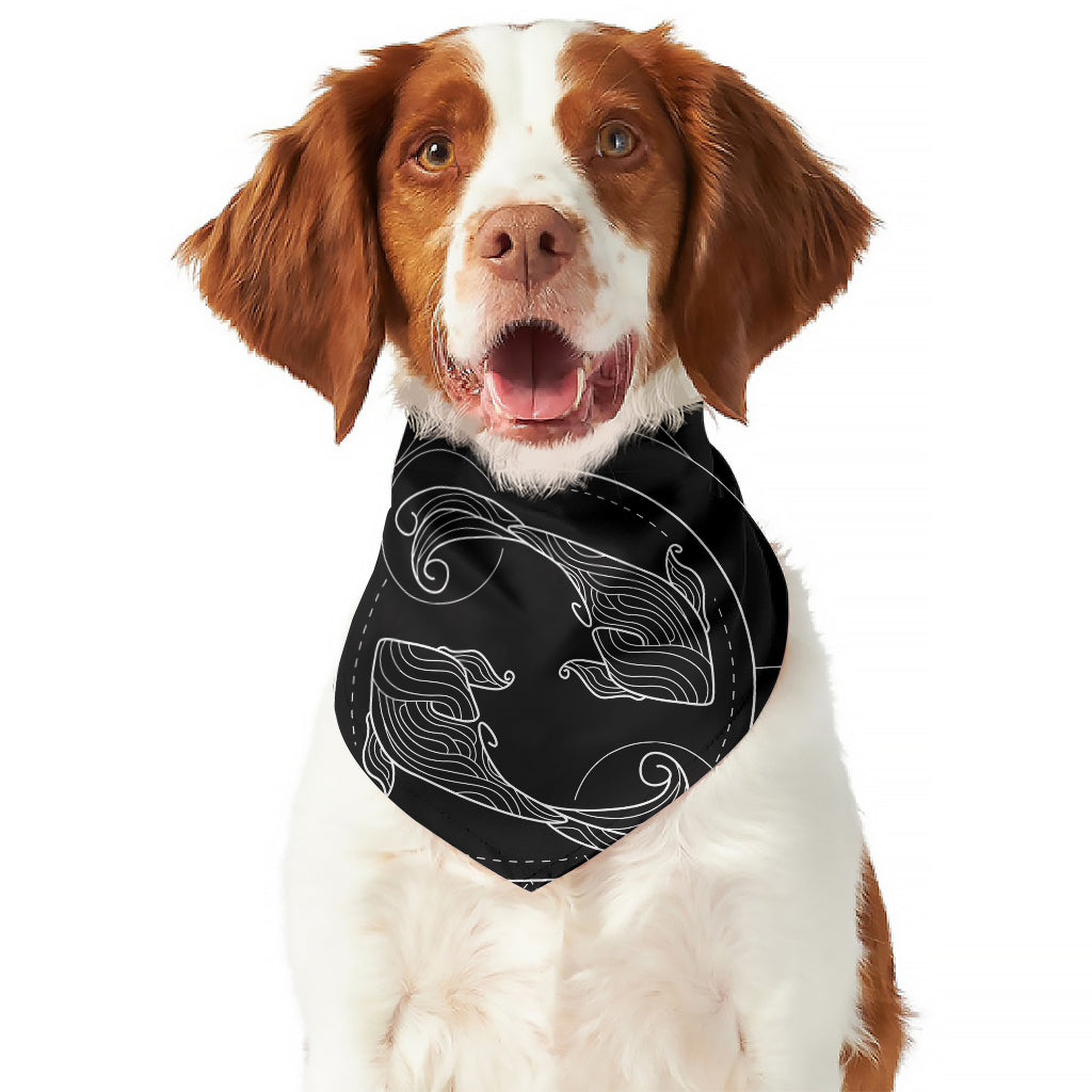 Black And White Pisces Sign Print Dog Bandana