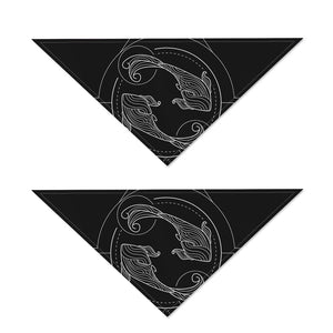 Black And White Pisces Sign Print Dog Bandana