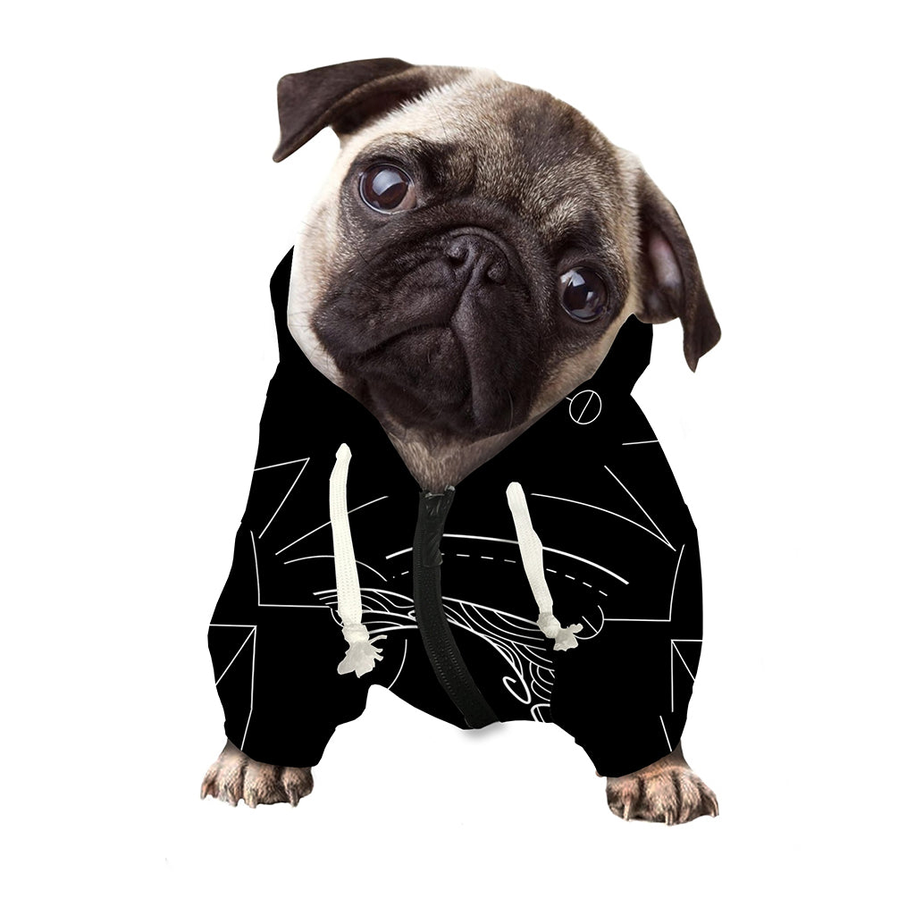 Black And White Pisces Sign Print Dog Zip Up Hoodie