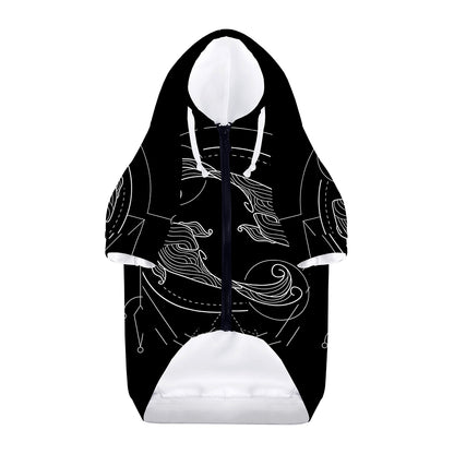 Black And White Pisces Sign Print Dog Zip Up Hoodie
