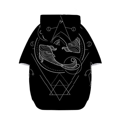 Black And White Pisces Sign Print Dog Zip Up Hoodie
