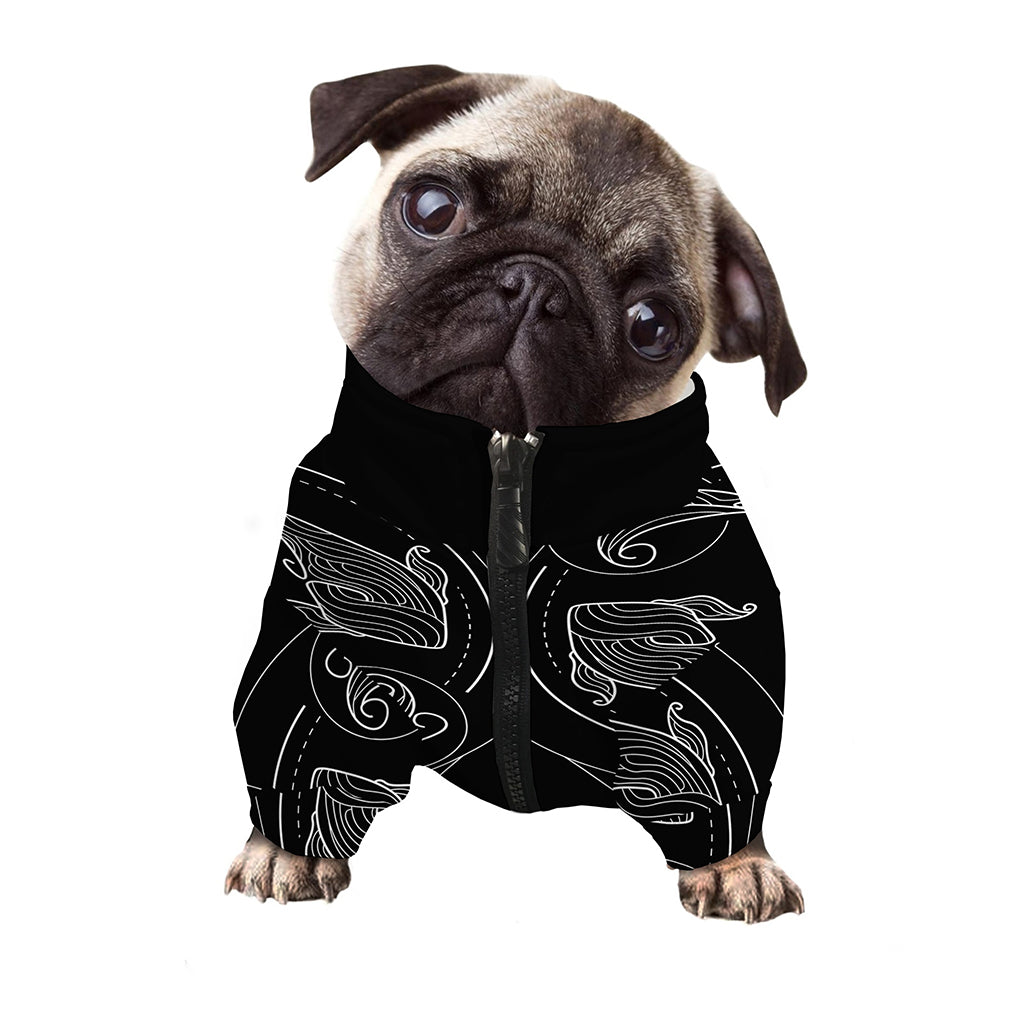 Black And White Pisces Sign Print Dog Zip Up Jacket