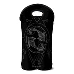 Black And White Pisces Sign Print Double Neoprene Wine Tote