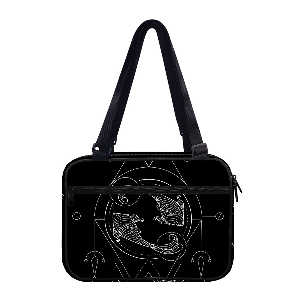 Black And White Pisces Sign Print Double Strap Bible Bag