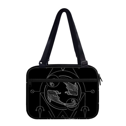 Black And White Pisces Sign Print Double Strap Bible Bag