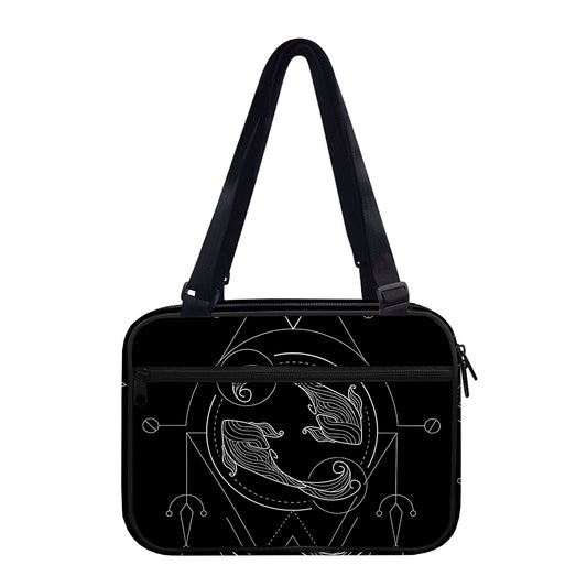 Black And White Pisces Sign Print Double Strap Bible Bag