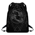 Black And White Pisces Sign Print Drawstring Backpack