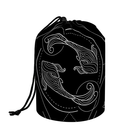 Black And White Pisces Sign Print Drawstring Makeup Bag