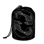 Black And White Pisces Sign Print Drawstring Makeup Bag