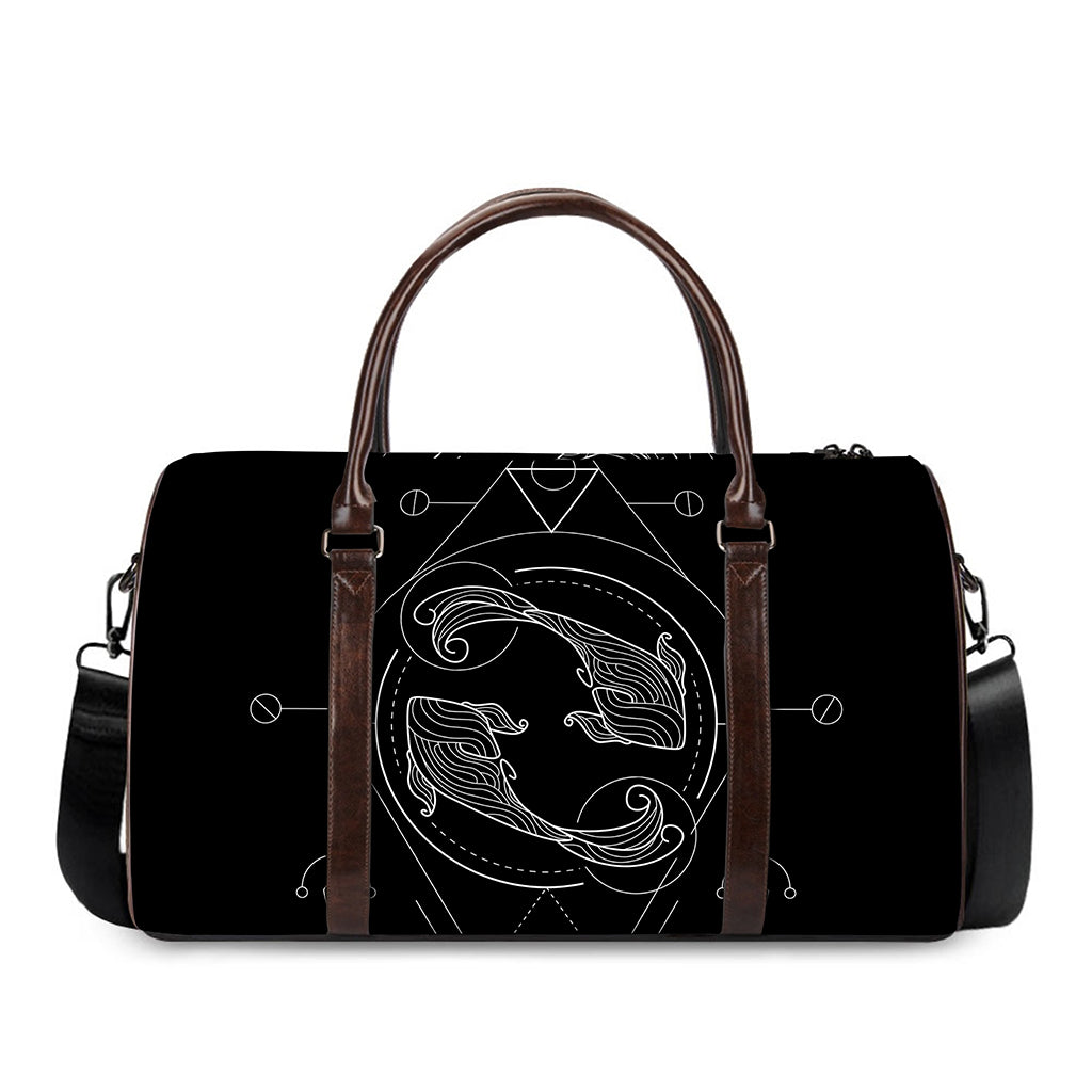 Black And White Pisces Sign Print Duffle Bag