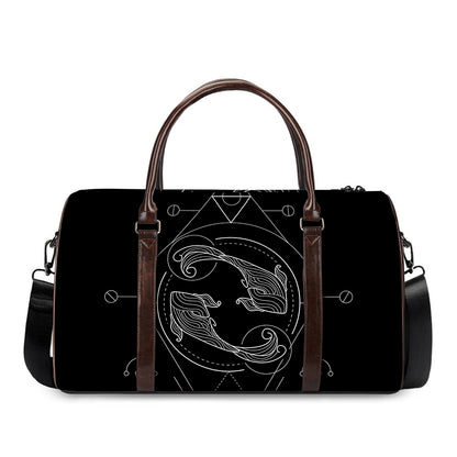 Black And White Pisces Sign Print Duffle Bag