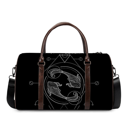 Black And White Pisces Sign Print Duffle Bag