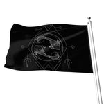 Black And White Pisces Sign Print Flag