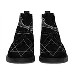 Black And White Pisces Sign Print Flat Ankle Boots