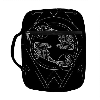 Black And White Pisces Sign Print Front Pocket Bible Bag