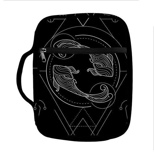 Black And White Pisces Sign Print Front Pocket Bible Bag