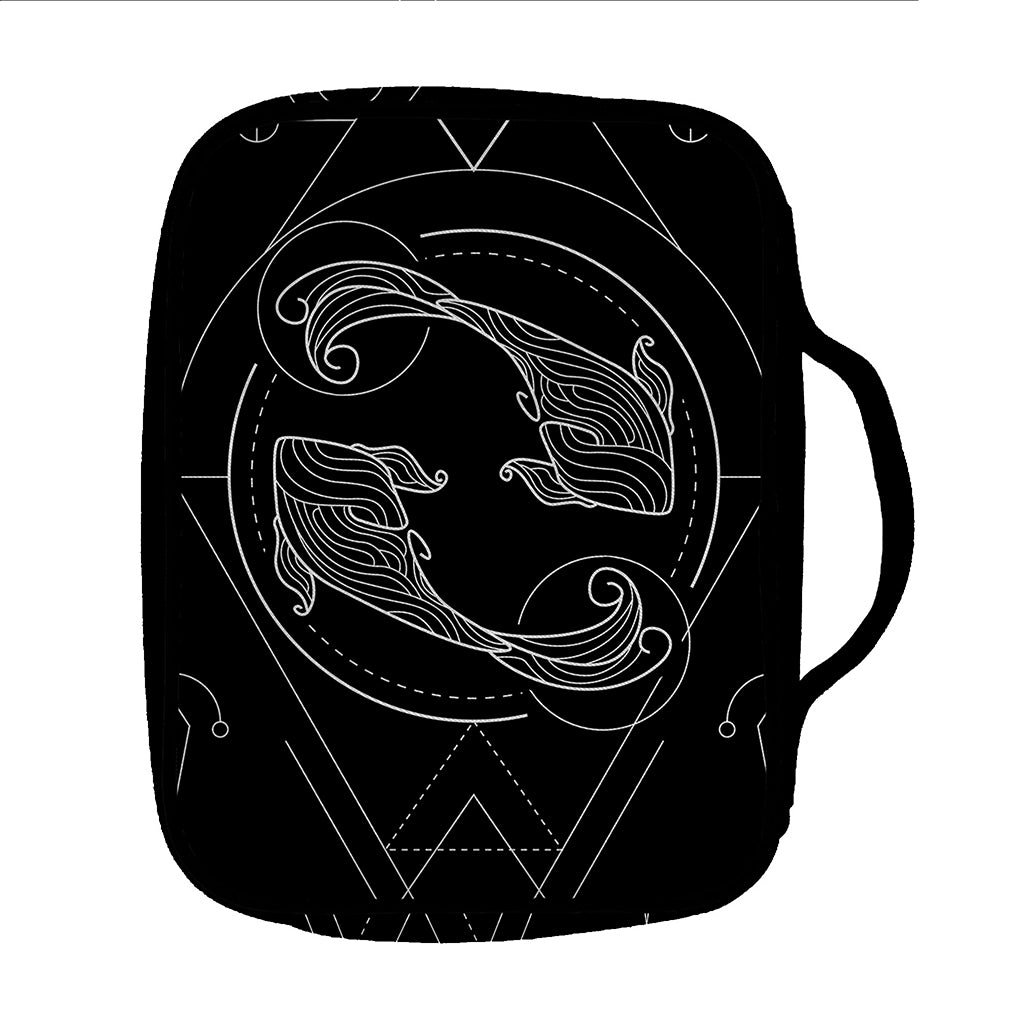 Black And White Pisces Sign Print Front Pocket Bible Bag