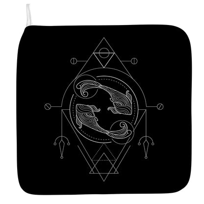 Black And White Pisces Sign Print Hand Towel