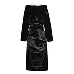 Black And White Pisces Sign Print Hooded Bathrobe