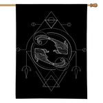 Black And White Pisces Sign Print House Flag