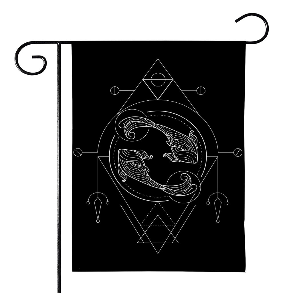 Black And White Pisces Sign Print House Flag