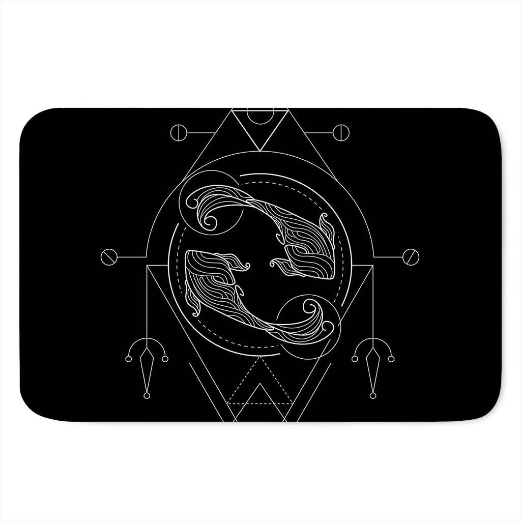 Black And White Pisces Sign Print Indoor Door Mat