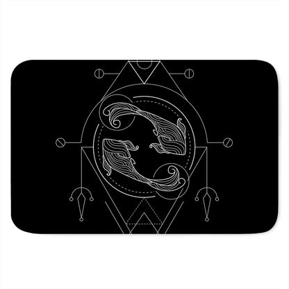 Black And White Pisces Sign Print Indoor Door Mat