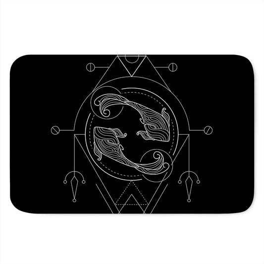 Black And White Pisces Sign Print Indoor Door Mat