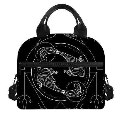 Black And White Pisces Sign Print Insulated Lunch Bag