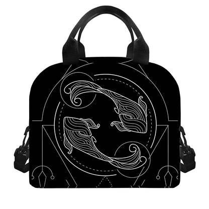 Black And White Pisces Sign Print Insulated Lunch Bag
