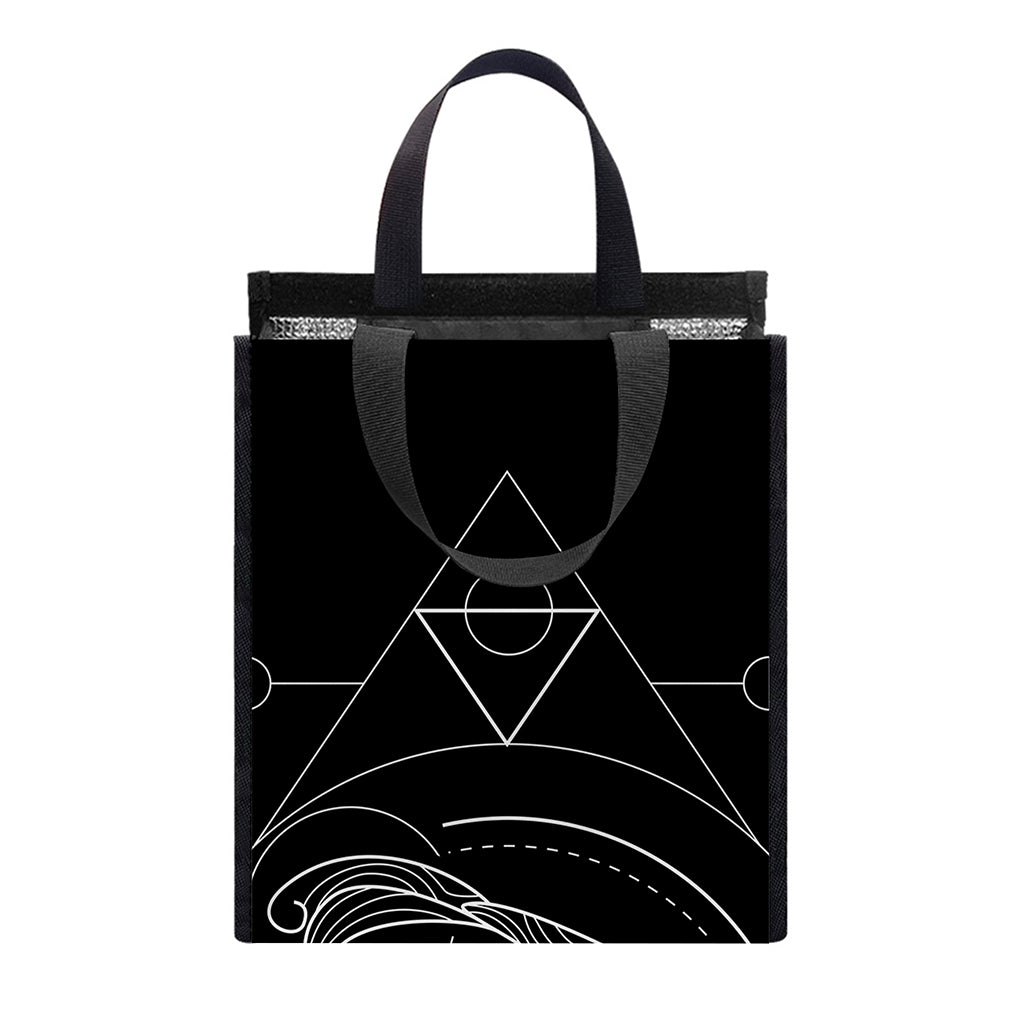 Black And White Pisces Sign Print Insulated Lunch Tote