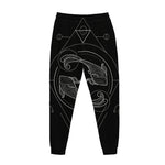 Black And White Pisces Sign Print Jogger Pants