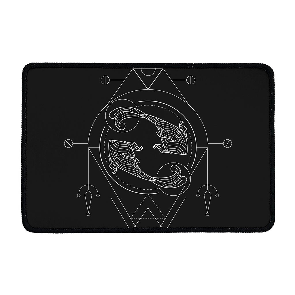 Black And White Pisces Sign Print Kitchen Mat
