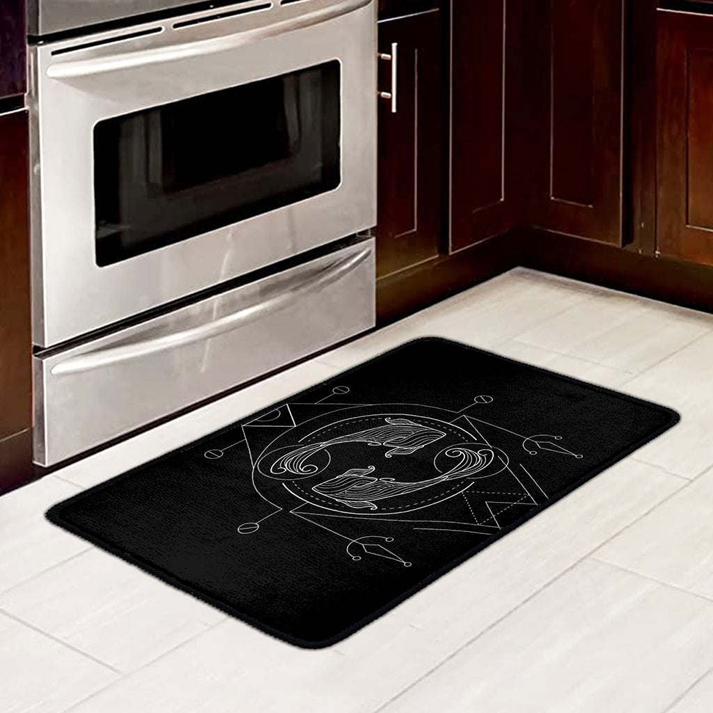 Black And White Pisces Sign Print Kitchen Mat