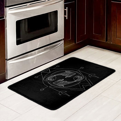 Black And White Pisces Sign Print Kitchen Mat