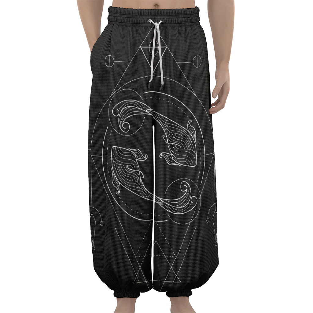 Black And White Pisces Sign Print Lantern Pants