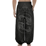 Black And White Pisces Sign Print Lantern Pants