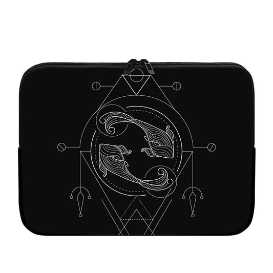 Black And White Pisces Sign Print Laptop Sleeve