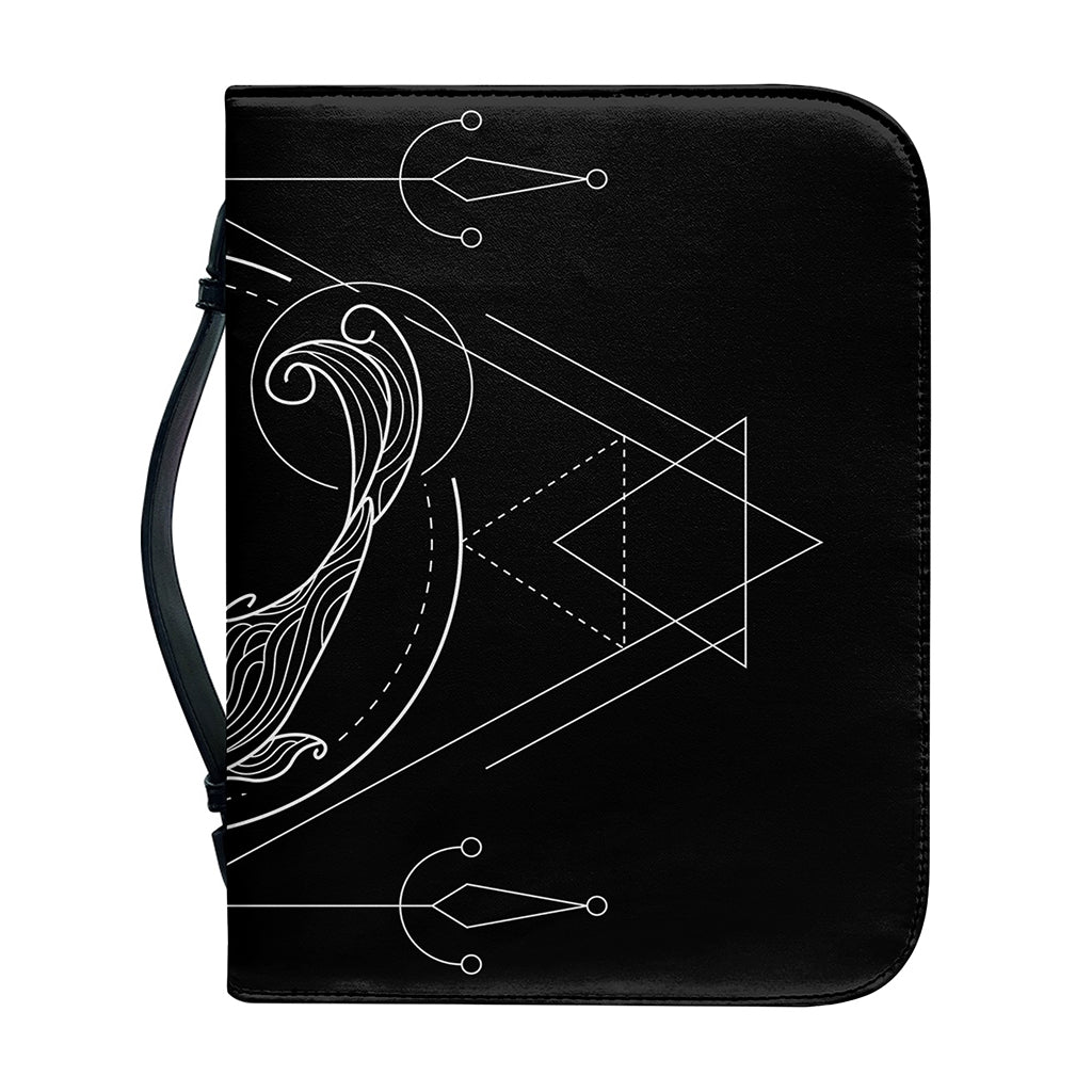 Black And White Pisces Sign Print Leather Bible Cover