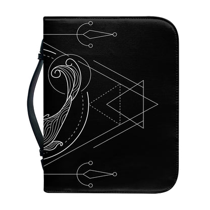Black And White Pisces Sign Print Leather Bible Cover