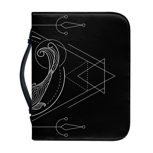 Black And White Pisces Sign Print Leather Bible Cover