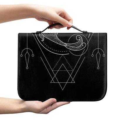 Black And White Pisces Sign Print Leather Bible Cover