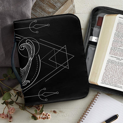 Black And White Pisces Sign Print Leather Bible Cover