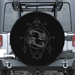 Black And White Pisces Sign Print Leather Spare Tire Cover