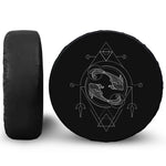 Black And White Pisces Sign Print Leather Spare Tire Cover