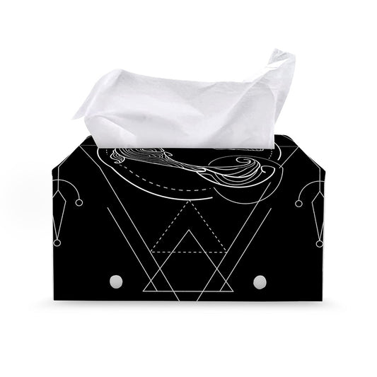 Black And White Pisces Sign Print Leather Tissue Box Cover