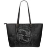 Black And White Pisces Sign Print Leather Tote Bag