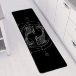 Black And White Pisces Sign Print Long Kitchen Mat